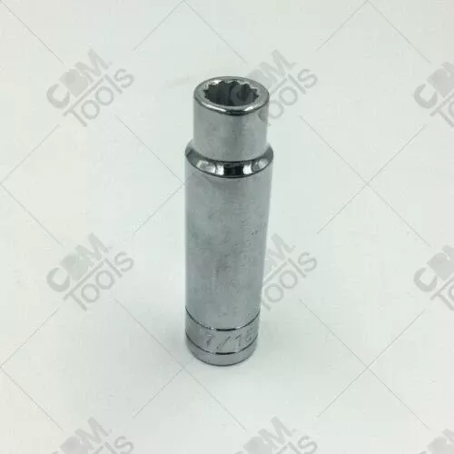 SK Hand Tools 40814 1/2" Dr. 7/16" 12pt Deep Fractional Chrome Socket