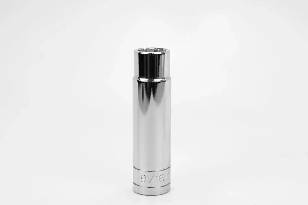 SK Hand Tools 40818 1/2" Dr. 9/16" 12pt Deep Fractional Chrome Socket