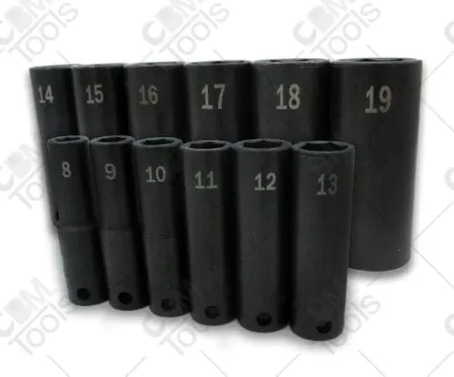 SK Hand Tools 4082 12-Piece 3/8" Drive - 6 Point Deep Metric Impact Socket Set