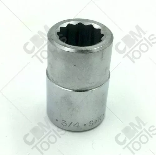 SK Hand Tools 47124 3/4"Dr 3/4" 12 Point Fractional Chrome Socket