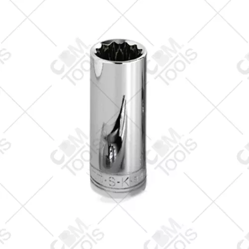 Sk Hand Tools 48015 1/2" Dr Deep 12 Pt Metric Socket Chrome, 15mm -