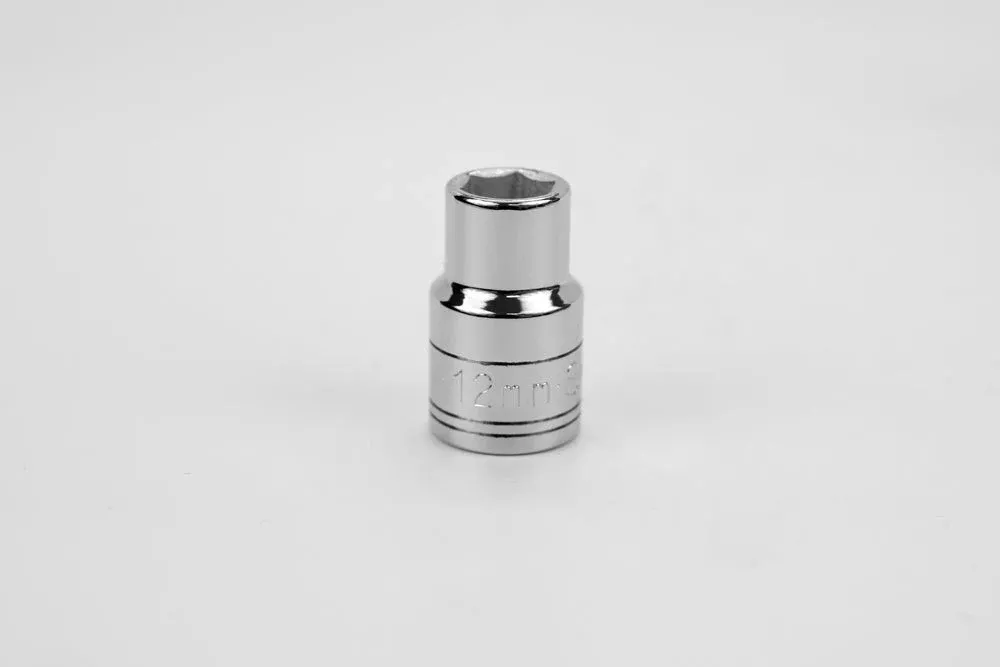 SK Hand Tools 48212 1/2" Dr. 12mm 6pt Standard Metric Chrome Socket