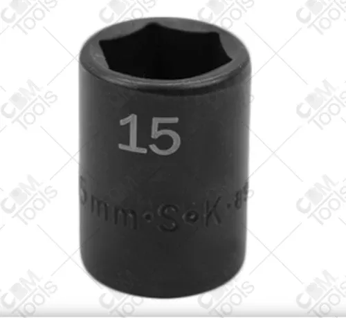 SK Hand Tools 8965 3/8" Drive 6 Point Standard Metric Impact Socket 15mm