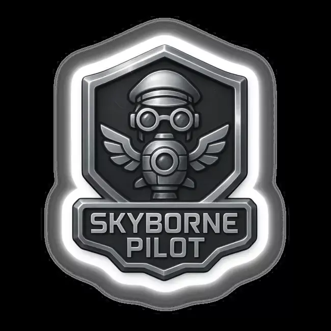 Skyborne Pilot – RPG-Style Skill Badge (Silver Steampunk Crest)