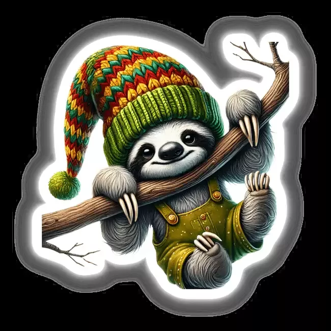 Sloth Gnome Hanging from Tree Branch