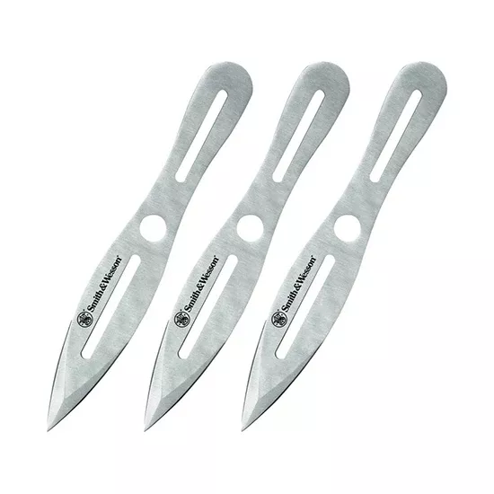 Smith & Wesson Knives SWTK10CP S&W Throwing Knives 5" Fixed Dual Edge Spear Point Plain 2Cr13MoV SS Blade Stainless Steel Handle Includes Sheath Set of 3