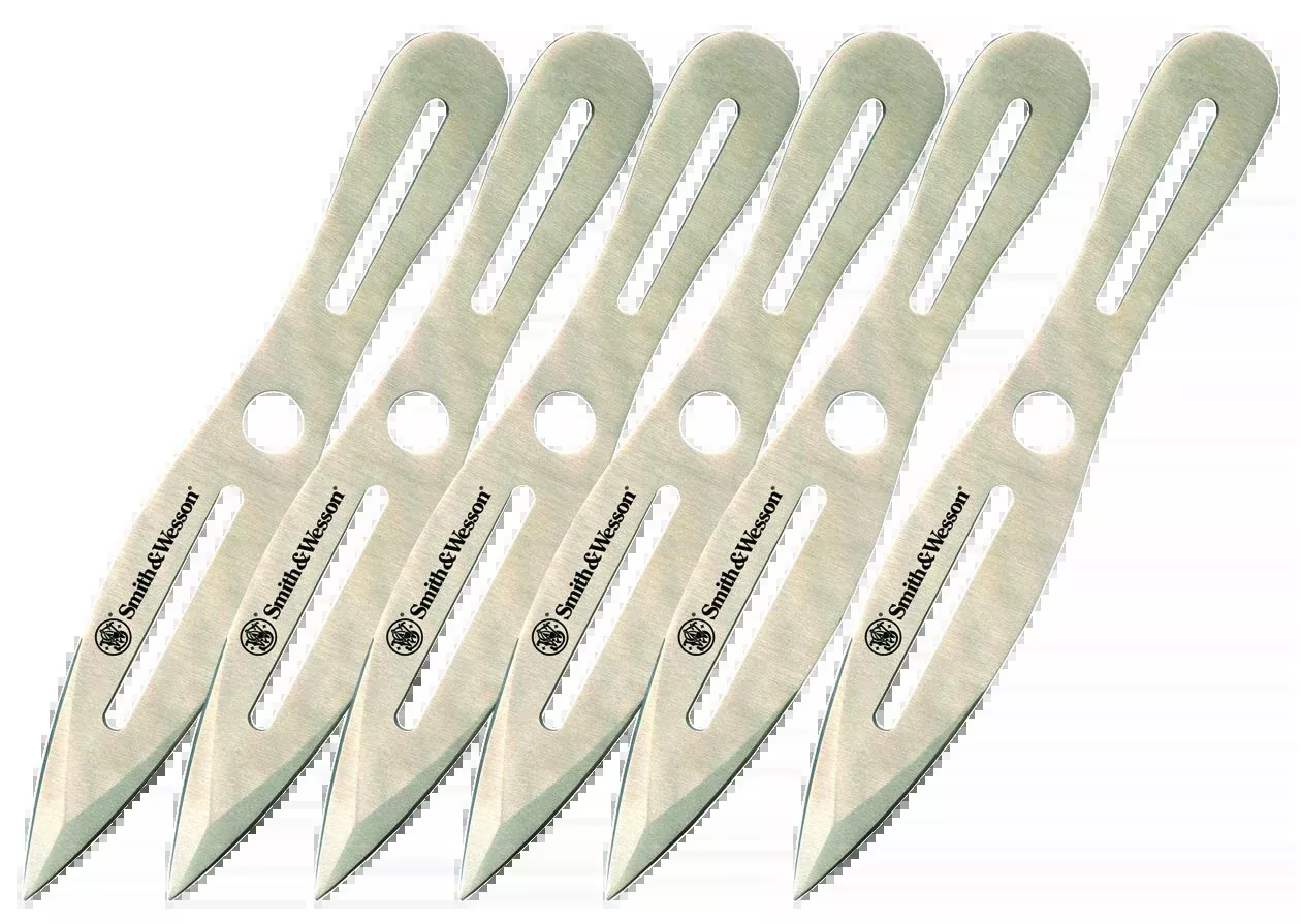 Smith & Wesson Knives SWTK8CP Throwing Knives4.50" Fixed Spear Point Plain 2Cr13MoV SS Blade 2Cr13 Stainless Handle Includes 6 Pack