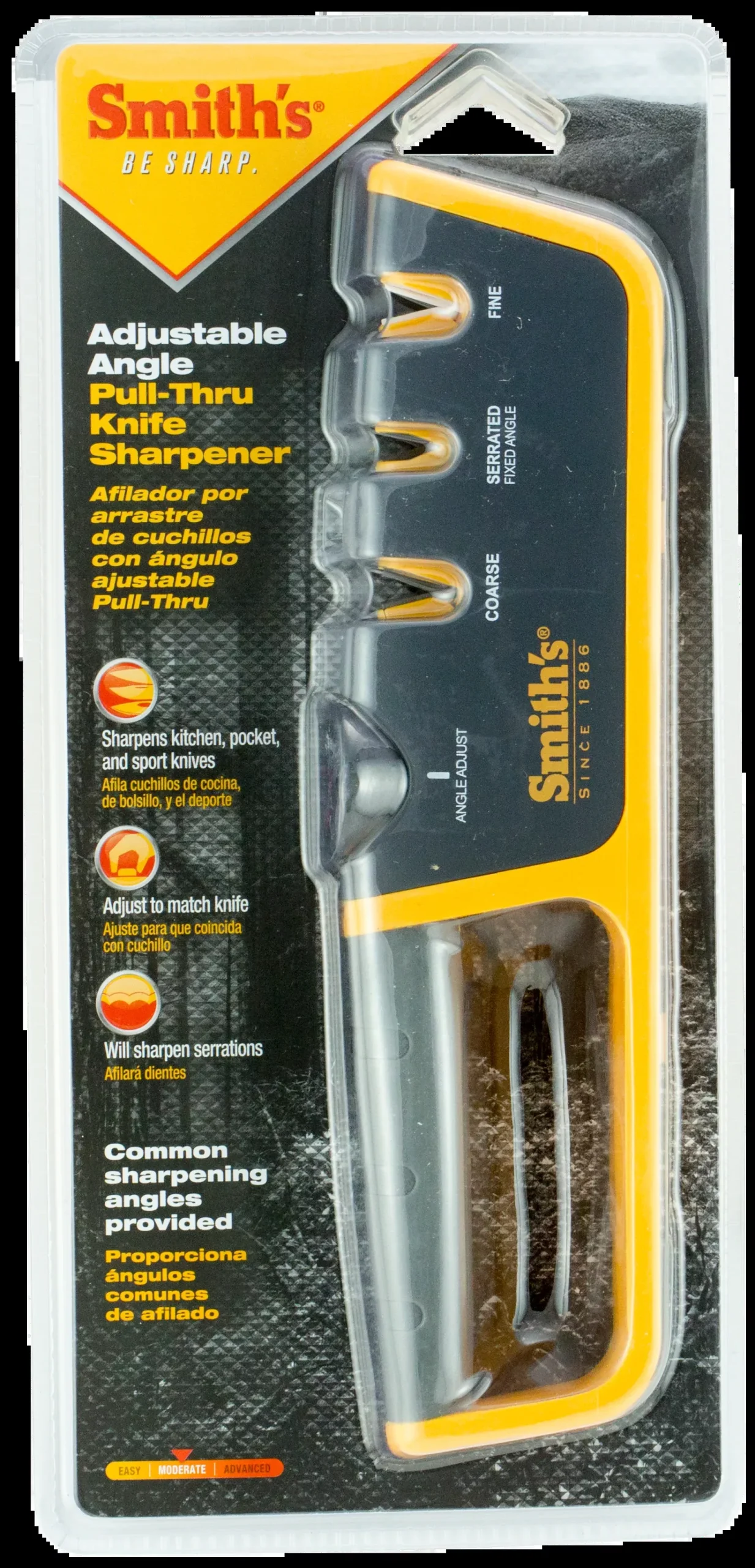 Smiths Products 50264 Adjustable Angle Pull-Thru Sharpener Hand Held Fine, Coarse Ceramic, Diamond Sharpener Rubber Handle Gray