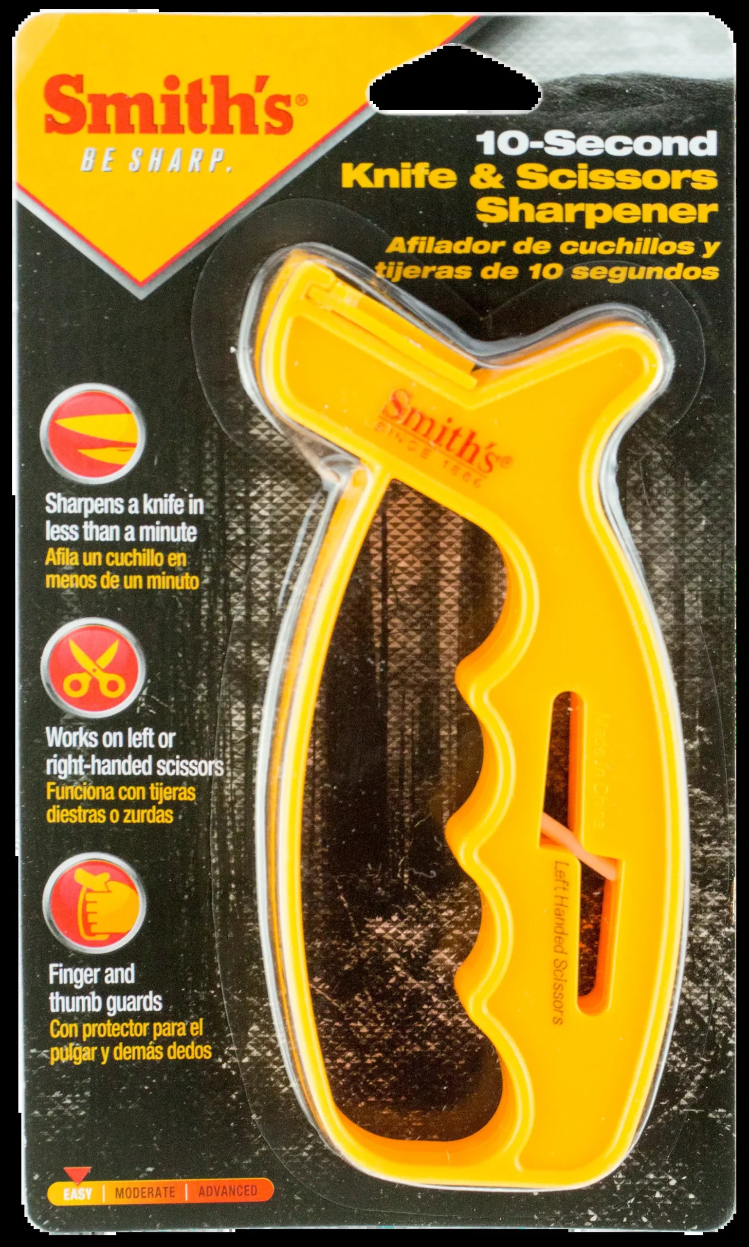 Smiths Products JIFFS 10-Second Knife & Scissor Sharpener Hand Held Fine, Coarse Carbide, Ceramic Sharpener Plastic Handle Yellow