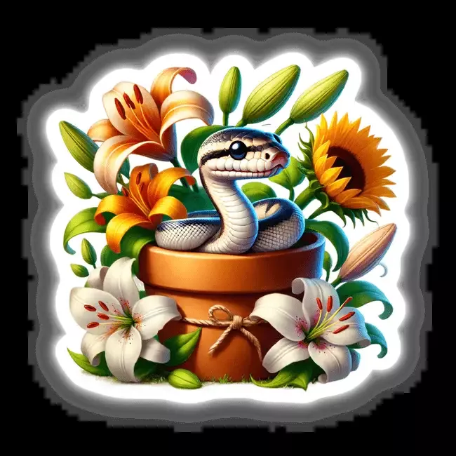 Snake Peeking Out of Flower Pot