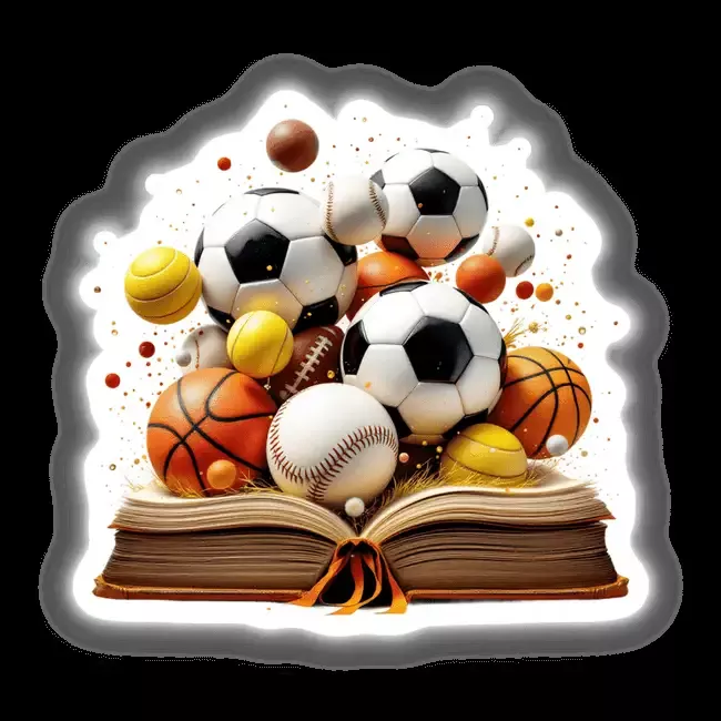 Sports Ball Collection Emerging from an Open Book