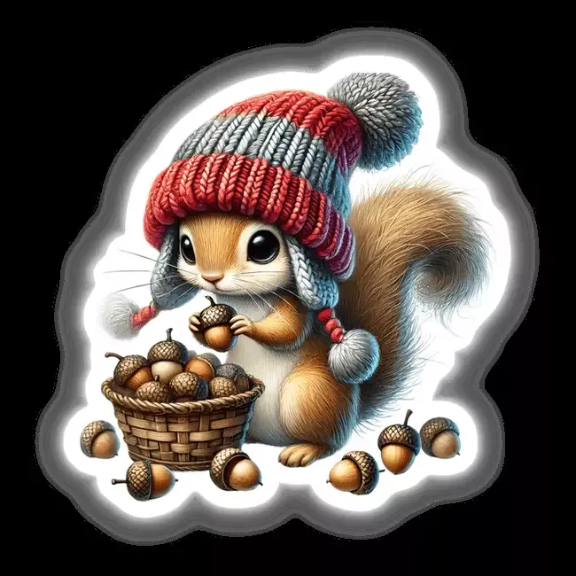 Squirrel Gnome Collecting Acorns
