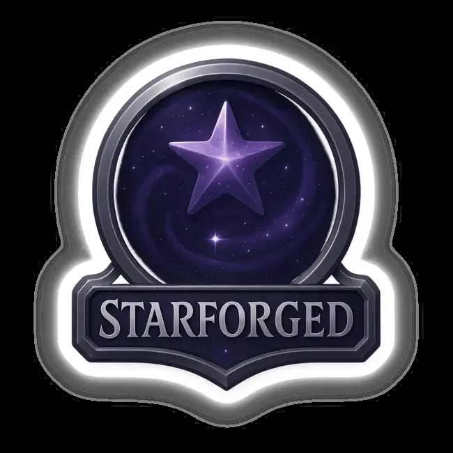 Starforged – RPG-Style Skill Badge (Silver & Violet Galaxy Emblem)