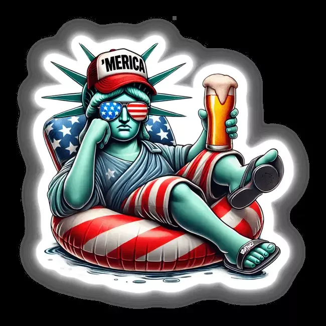 Statue of Liberty American Flag Float Merica