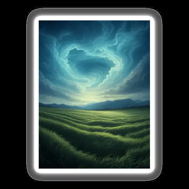 Stormy Sky Over Lush Green Fields with Rolling Waves of Grass
