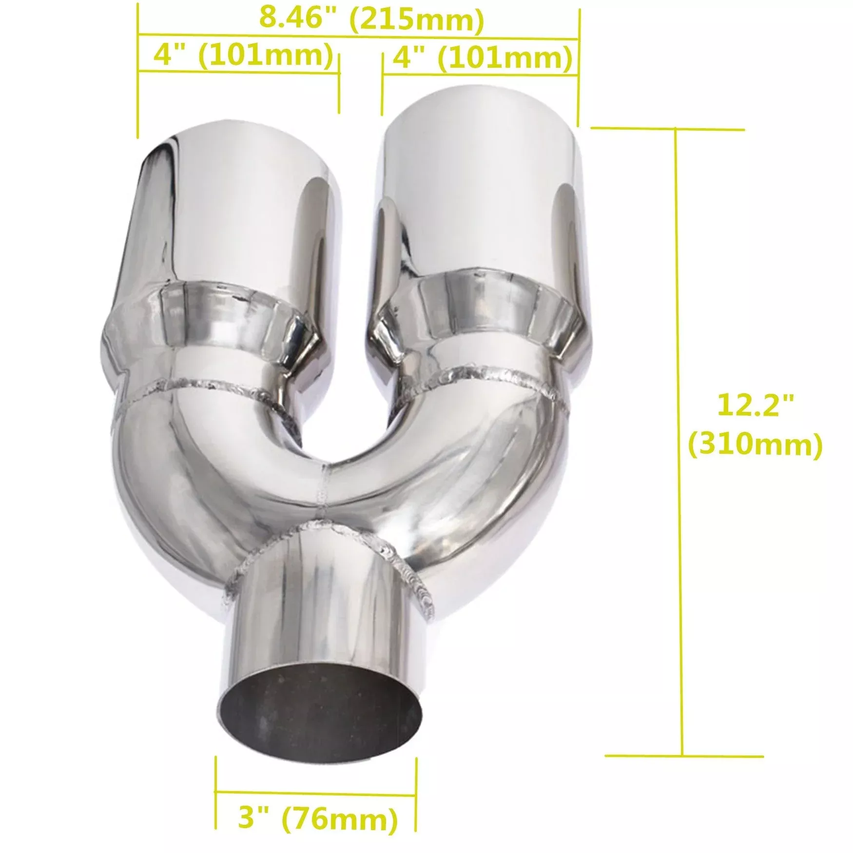 Straight Cut Staggered Quad 4"Out 3" In Exhaust Tips Dual Wall Stainless Steel