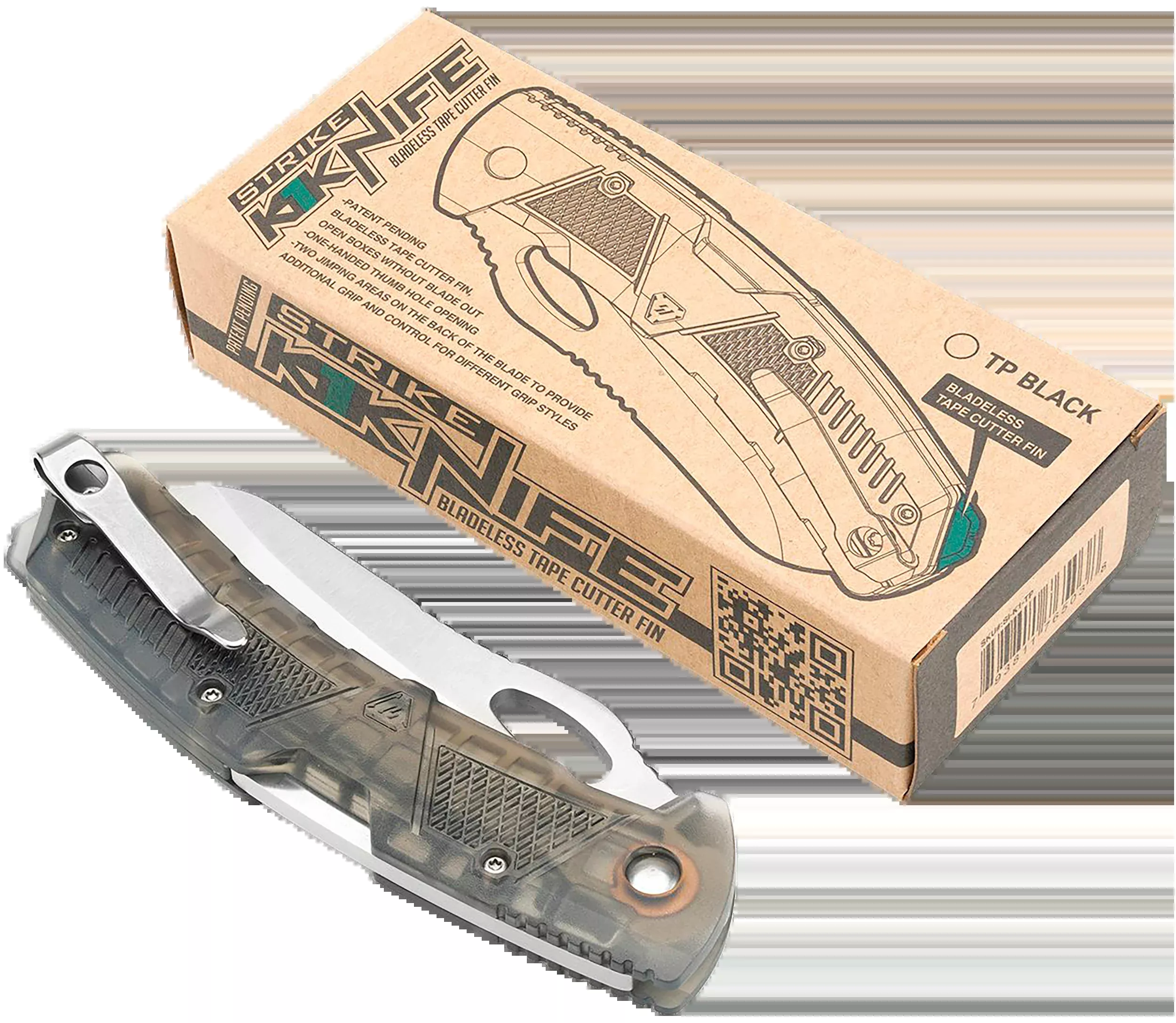 Strike Industries K1TP K13.51" Folding Plain AUS-8A SS Blade Smoke Textured Polymer Handle Includes Pocket Clip
