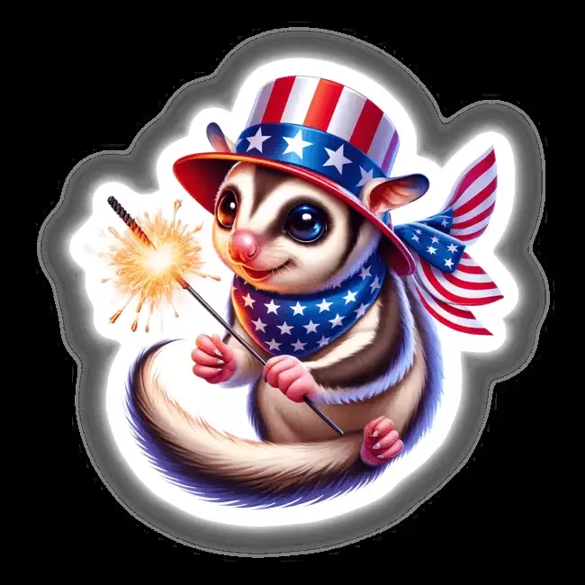 Sugar Glider Holding Sparkler 4th of July