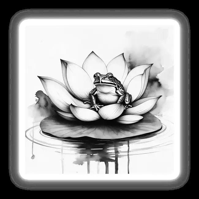 Sumi-e Frog on Lotus Leaf Traditional Japanese Ink Art