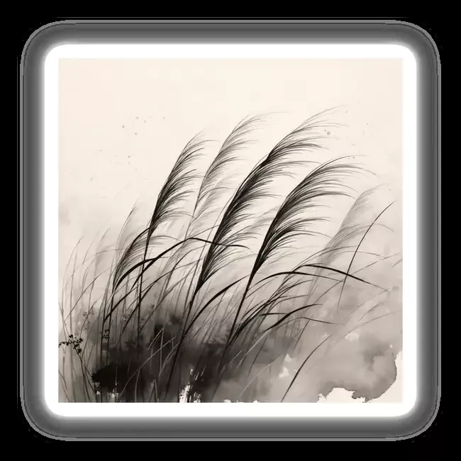 Sumi-e Wind Through Pampas Grass Traditional Japanese Ink