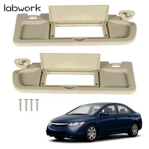 Sun Visor Pearl Ivory Tan Pair Right & LeftFor 2006-2011 Honda Civic Visor