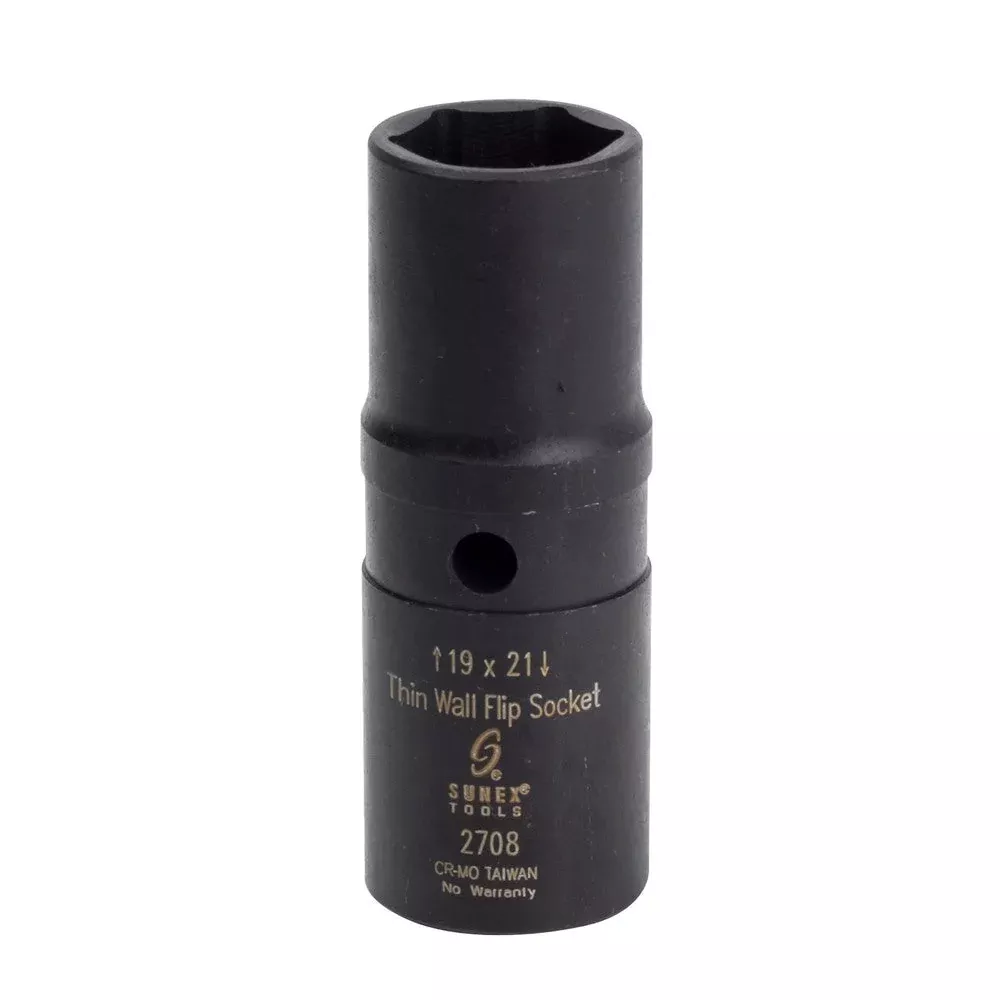Sunex 2708 1/2" Drive 19mm x 21mm Thin Wall Flip Impact Socket