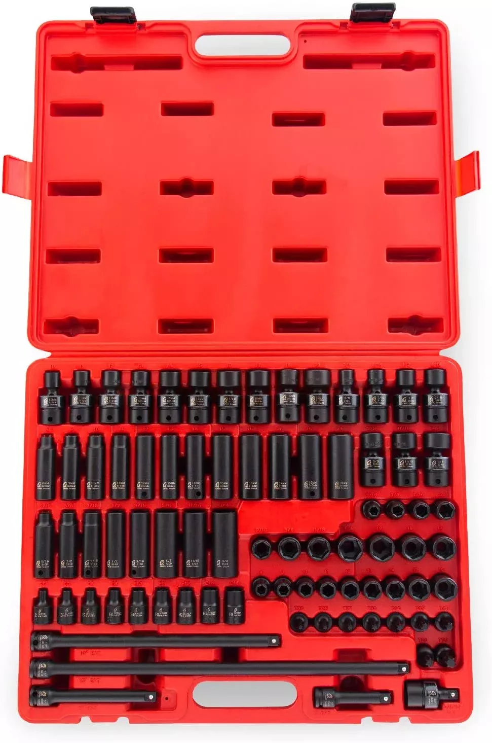 Sunex 3580 80pc 3/8" Dr. Master Deep Standard and Universal Impact Socket Set