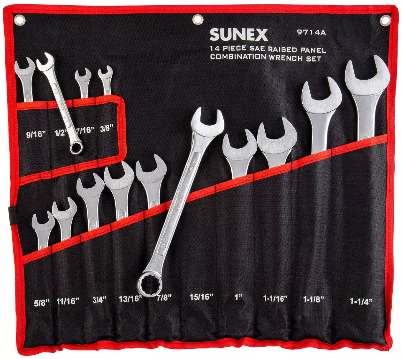 Sunex 9714A 14pc SAE Combination Wrench Set with Canvas Pouch