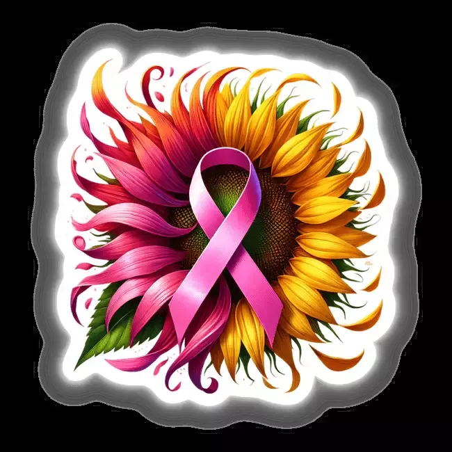 Sunflower Pink Ribbon Breast Cancer