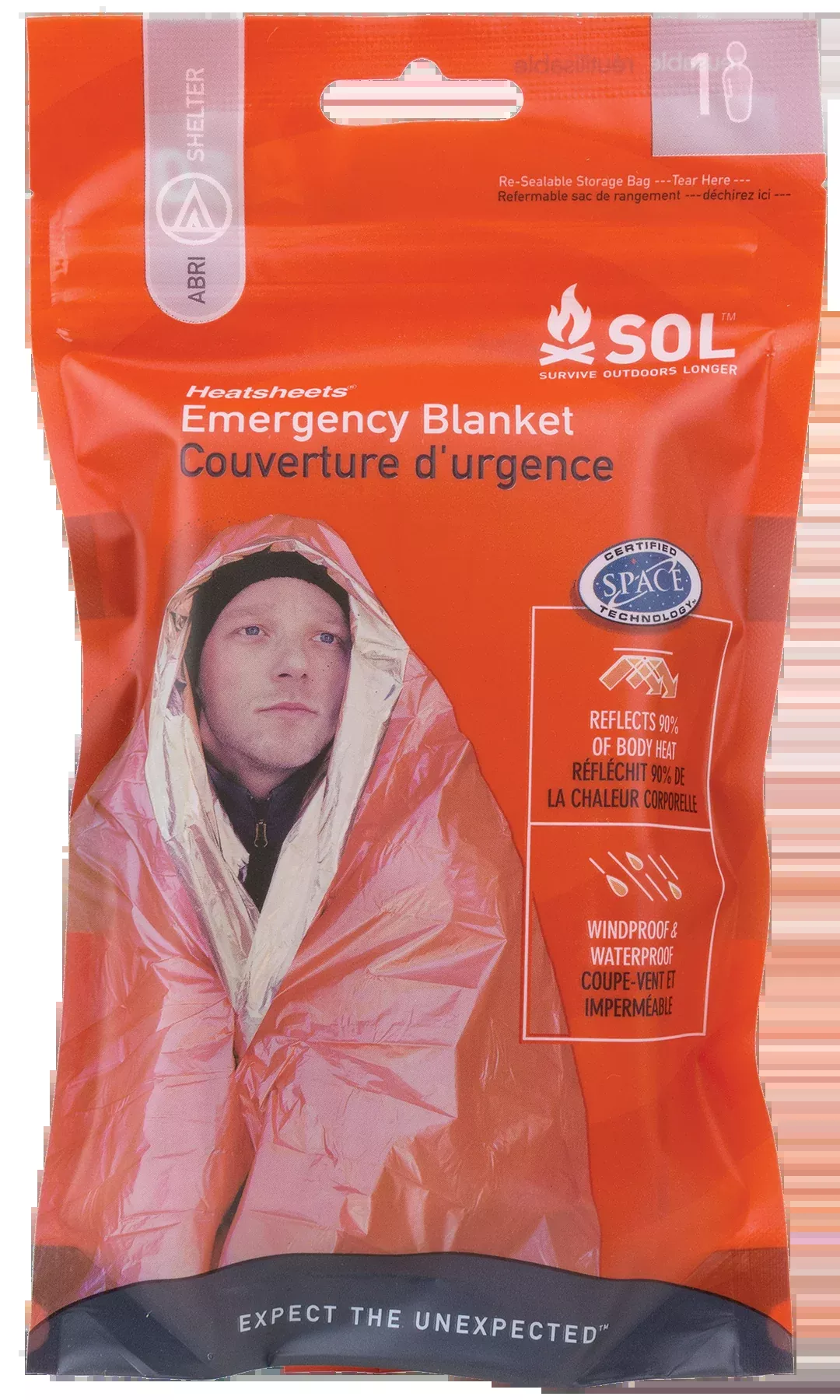 Survive Outdoors Longer 01401222 SOL Emergency Blanket Warmth Waterproof Orange Metalized Polyethylene