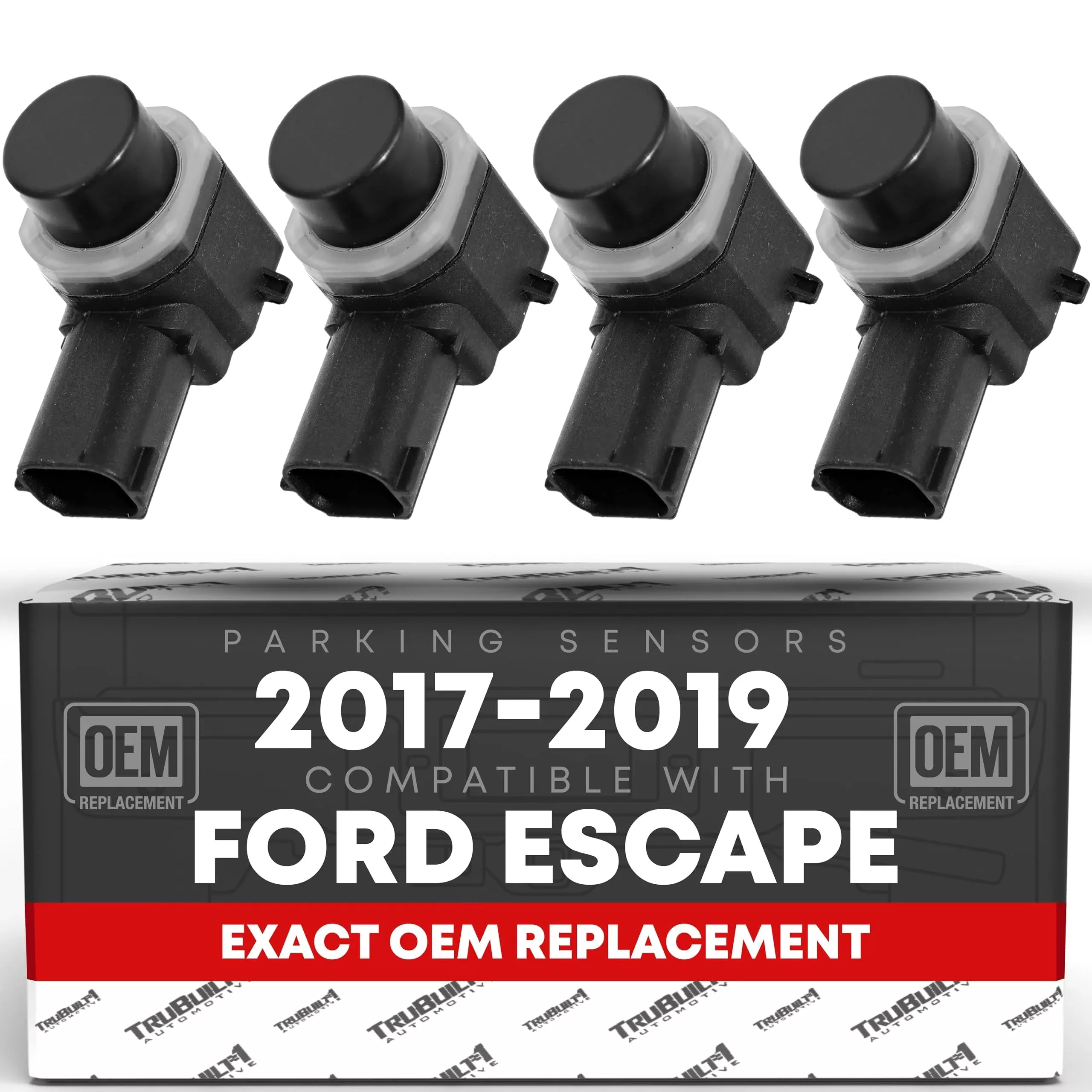 T1A Car Parking Sensors, 4 Pieces - Compatible with 2017-2019 Ford Escape - Front or Rear Bumper Parking Aid Sensor, Backup Reverse Parking Assist Kit - OEM EM2Z15K859C, 684-106, FO1078101