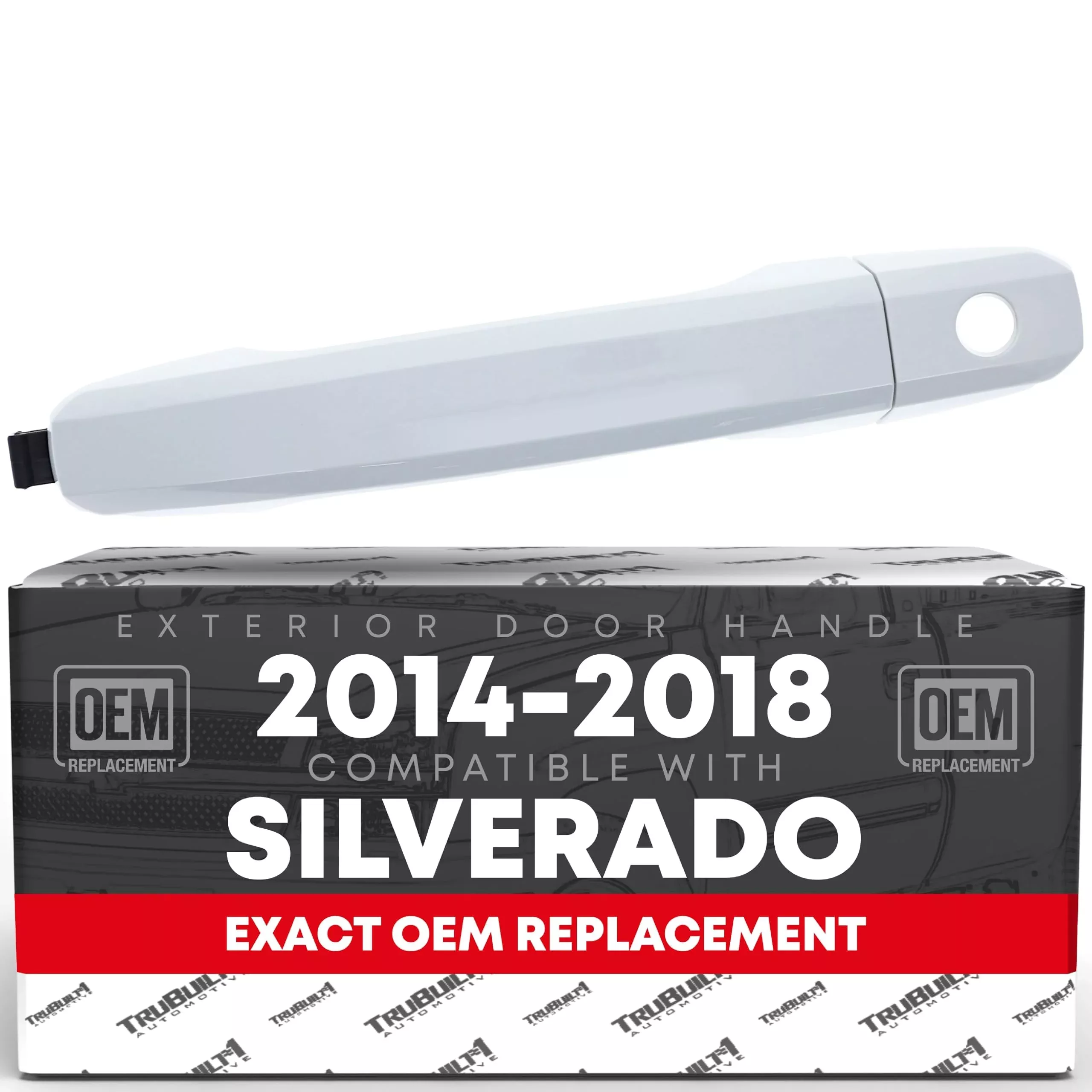 T1A Exterior Front Driver Door Handle - Compatible with 2014-2018 Chevrolet Silverado; 2014-2018 GMC Sierra - Olympic White (GAZ), Plastic with Keyhole - OEM 13583889-GAZ, 13583894-GAZ, 82537 - Front Driver Door Handle