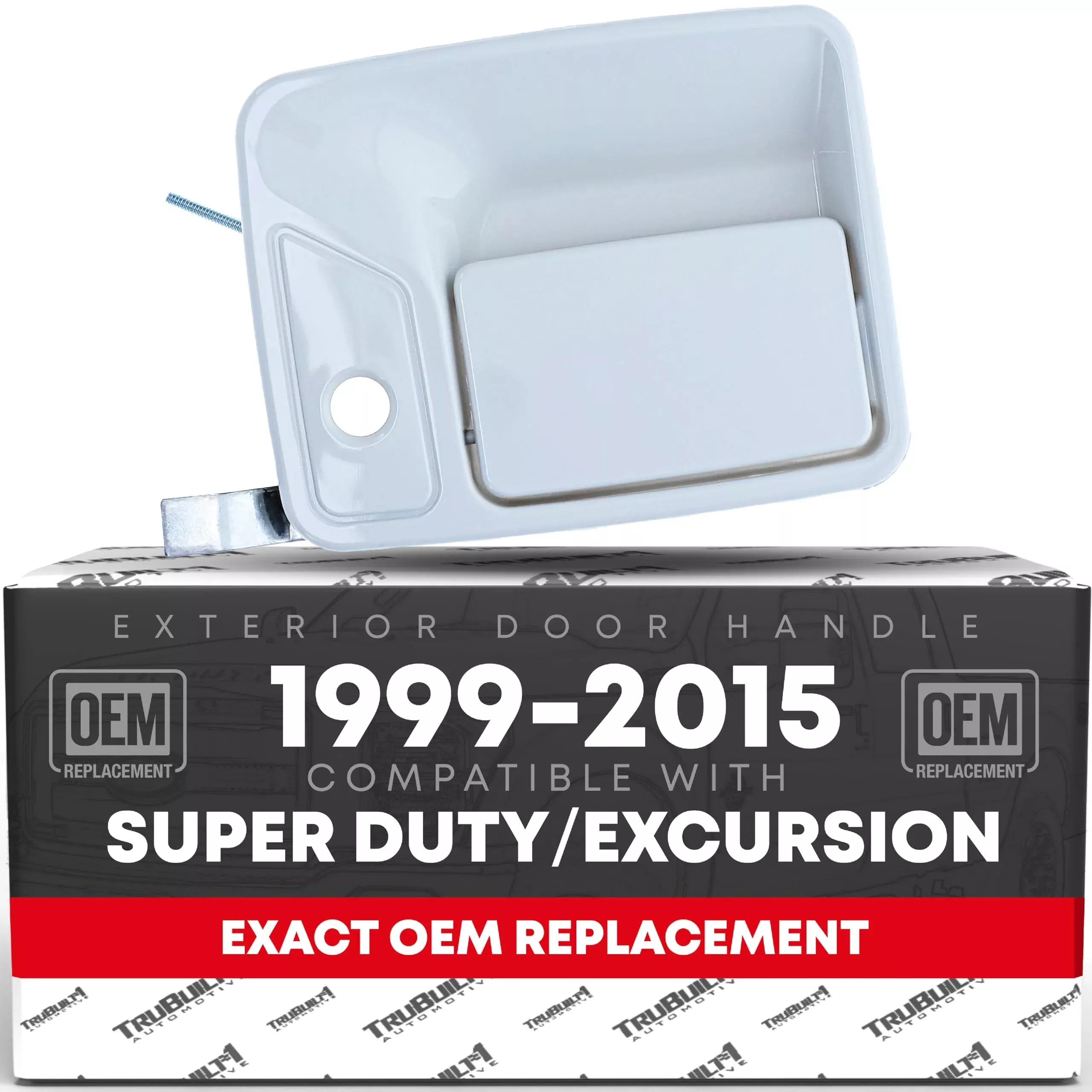 T1A Exterior Front Driver Door Handle Replacement - Compatible with 1999-2016 Ford F-250, F-350, F-450, F-550 Super Duty - Oxford White - OEM YC3Z-3622405-AAL, 80645 - Front Driver Door Handle