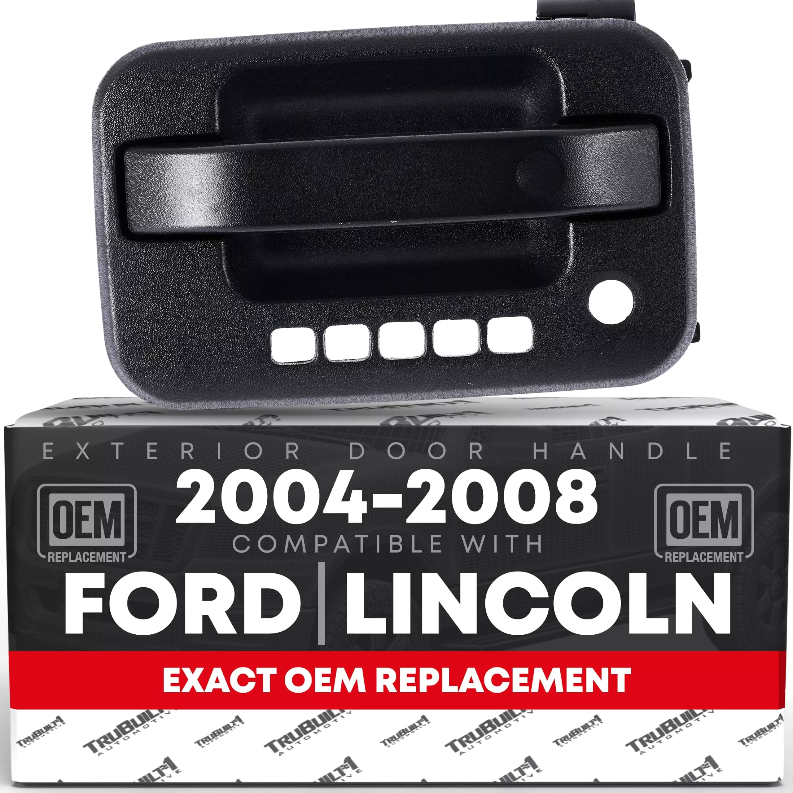 T1A Exterior Front Driver Door Handle Replacement - Compatible with 2004-2008 Ford F-150, 04-08 Ford Lobo, 06-08 Lincoln Mark LT - Textured Black w/Keypad Hole - OEM 9L3Z-1522405-AA - Driver Side Handle