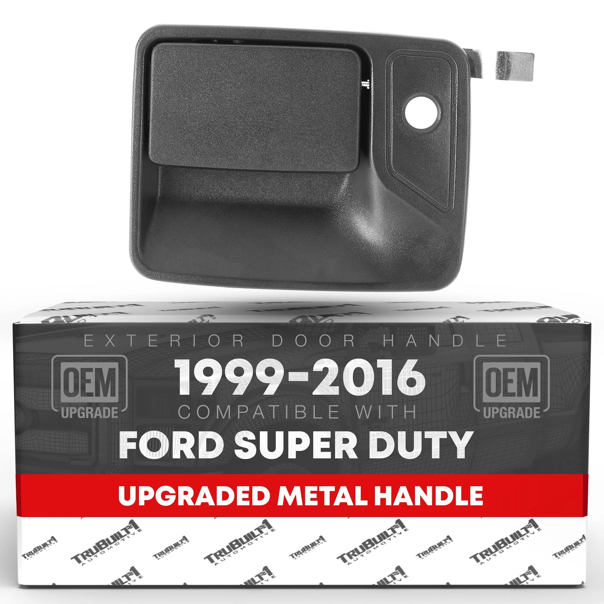 T1A Exterior Front Driver Door Handle Replacement, Upgraded Metal - Compatible with 1999-2016 Ford F-250 F-350 F-450 F-550 Super Duty - Textured Black with Keyhole - OEM 7C3Z-2522405 - Front Driver Door