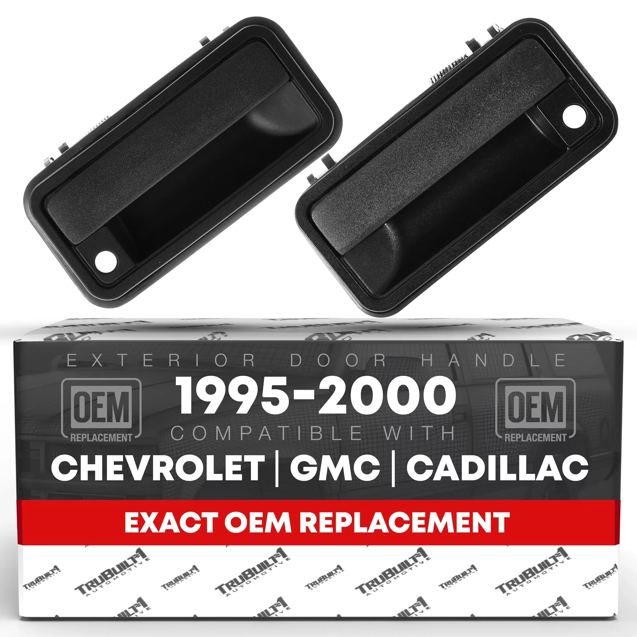 T1A Exterior Front Driver & Passenger Door Handle - Compatible with 1988-1999 Chevrolet C1500, 88-99 K1500, K2500, K3500, 88-99 GMC C1500, C2500 - Textured Black, OEM 15742230, 15742229 - Metal Lever Right + Left Handle