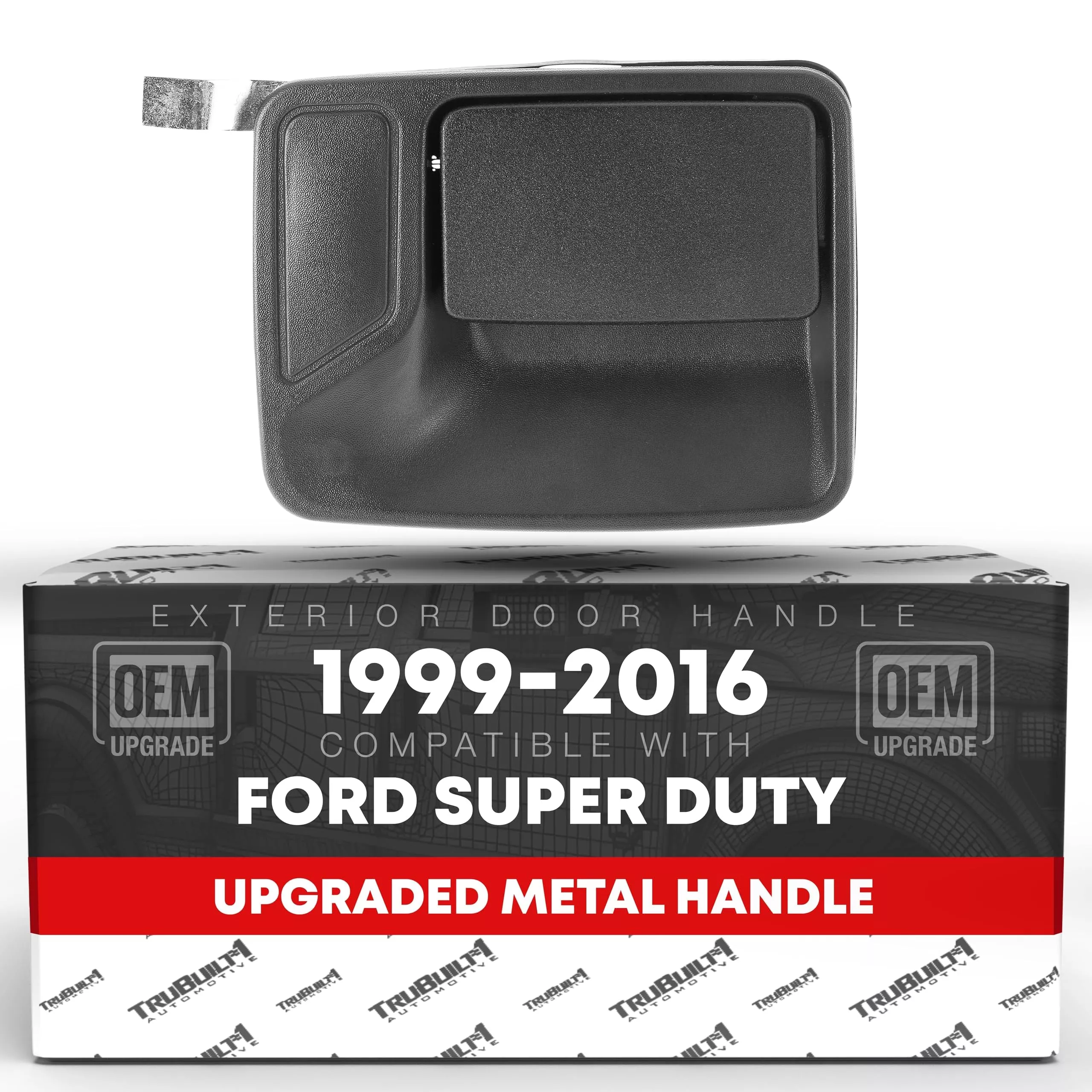 T1A Exterior Front or Rear Passenger Door Handle Replacement, Upgraded Metal - Compatible with 1999-2016 Ford Super Duty F-250 F-350 F-450 F-550 - Textured Black - OEM 7C3Z-2522600 - Rear Passenger Door