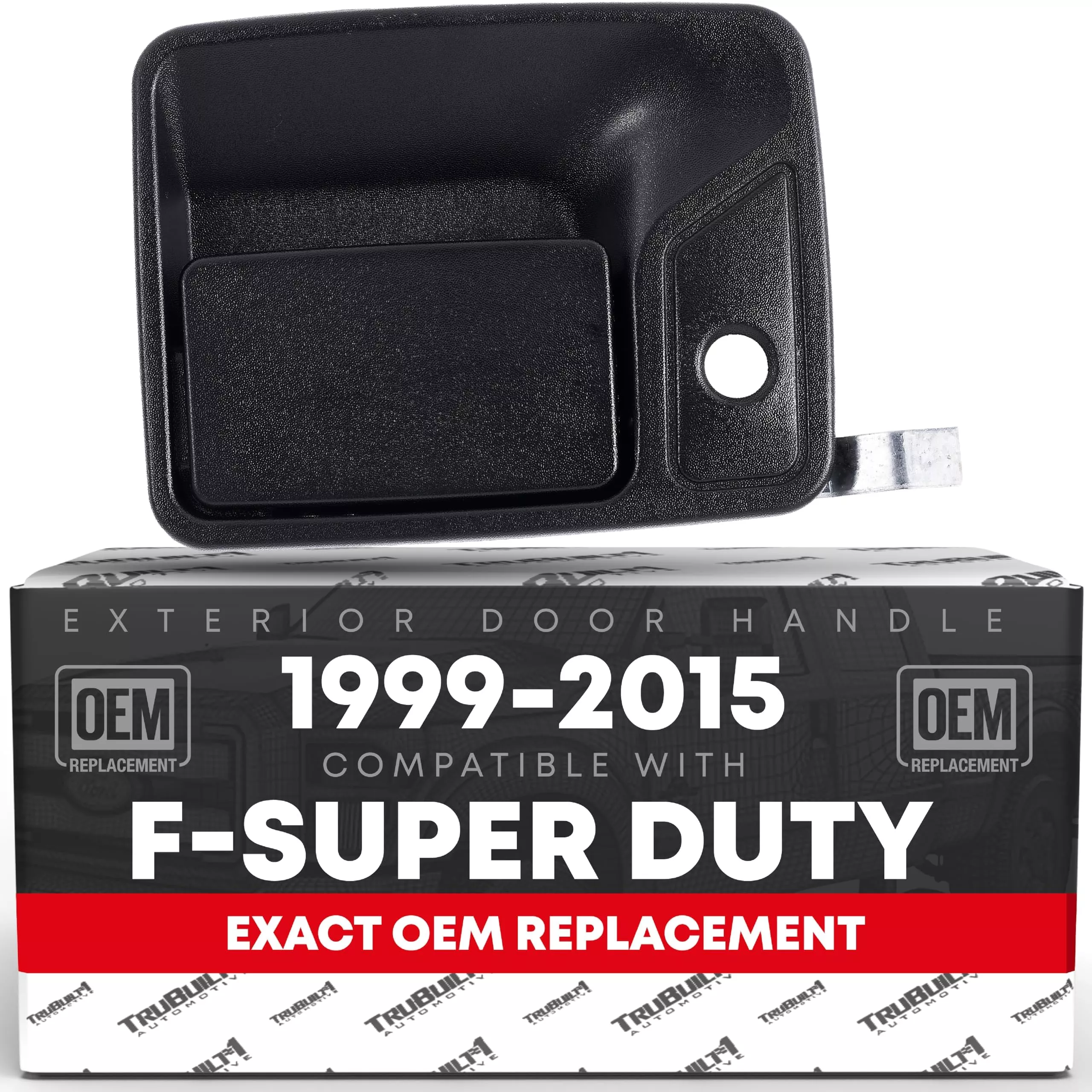 T1A Exterior Front Passenger Door Handle - Compatible with 1999-2015 Ford Super Duty F-250 F-350 F-450 F-550; 00-05 Ford Excursion - Textured Black w/Keyhole - OEM 4C3Z-2522404-AAA, 79307, FO1311123 - Front Passenger Door