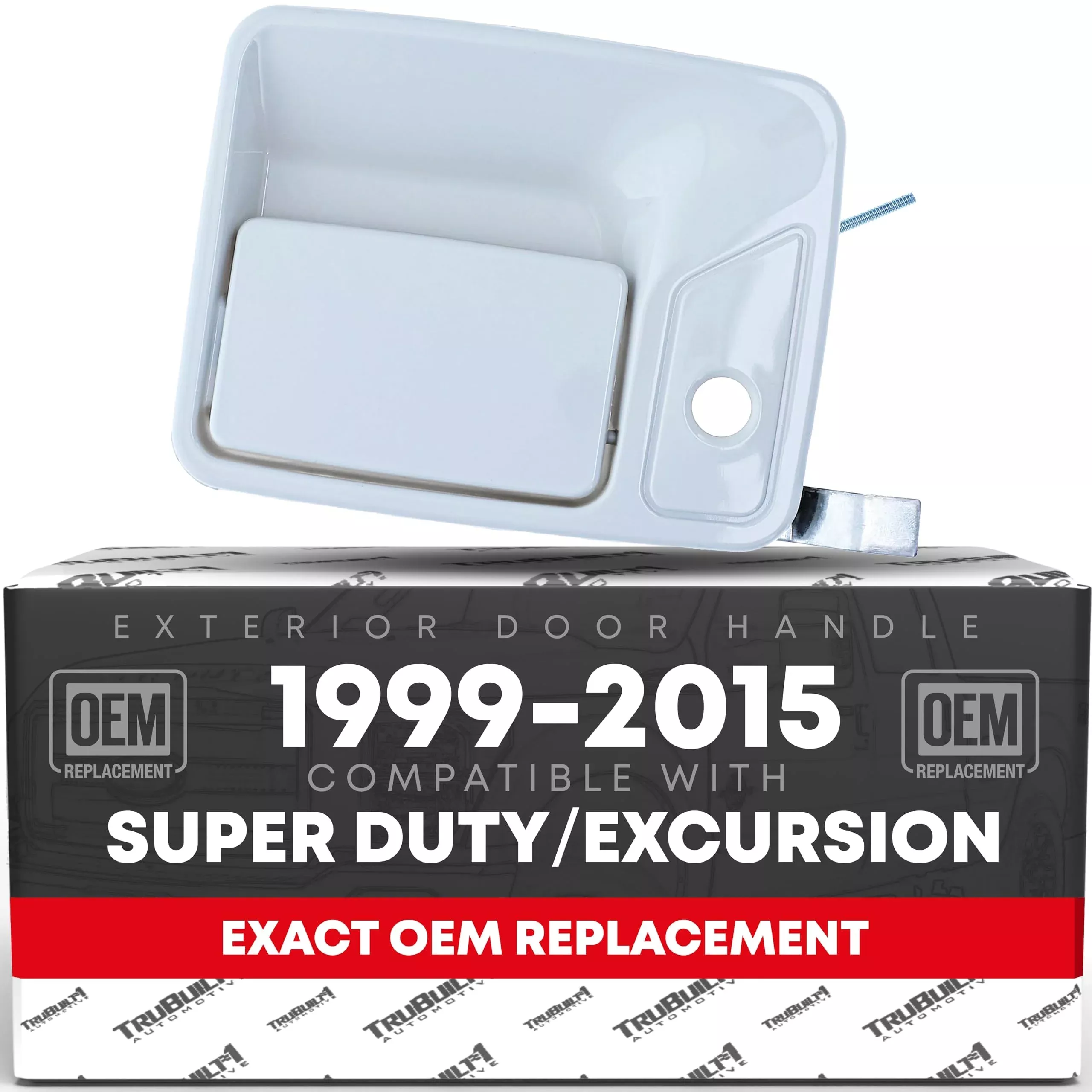 T1A Exterior Front Passenger Door Handle - Compatible with 1999-2016 Ford F-250, Ford F-350, Ford F-450, Ford F-550 Super Duty - Oxford White w/Keyhole - OEM YC3Z-3622404-AAG, 80646 - Front Passenger Door Handle
