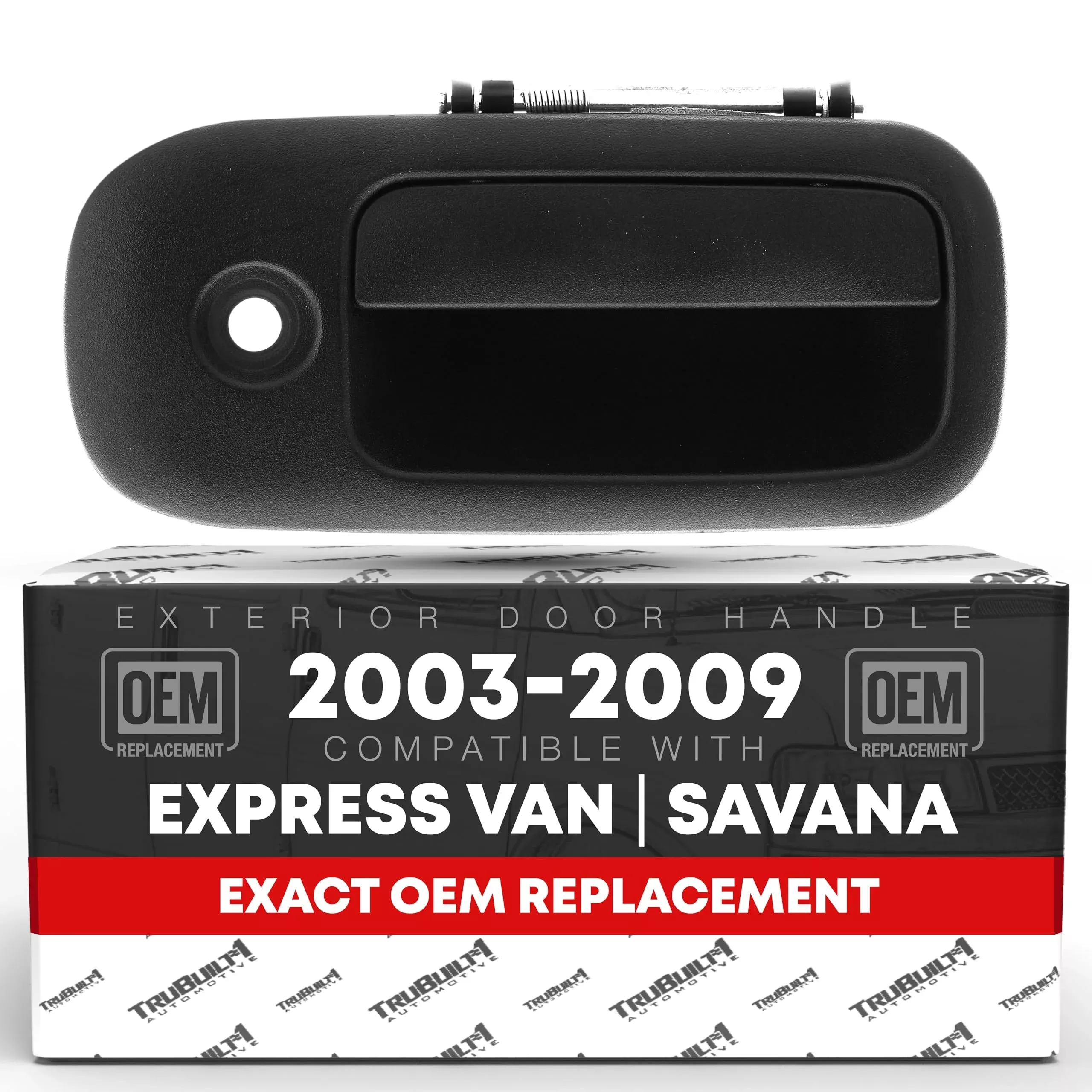 T1A Exterior Front Passenger Door Handle - Compatible with 2003-2009 Chevrolet Express 1500 2500 3500; 2003-2009 GMC Savana 1500 2500 3500 - Textured Black, with Keyhole - OEM 10359093 - Front Right Handle
