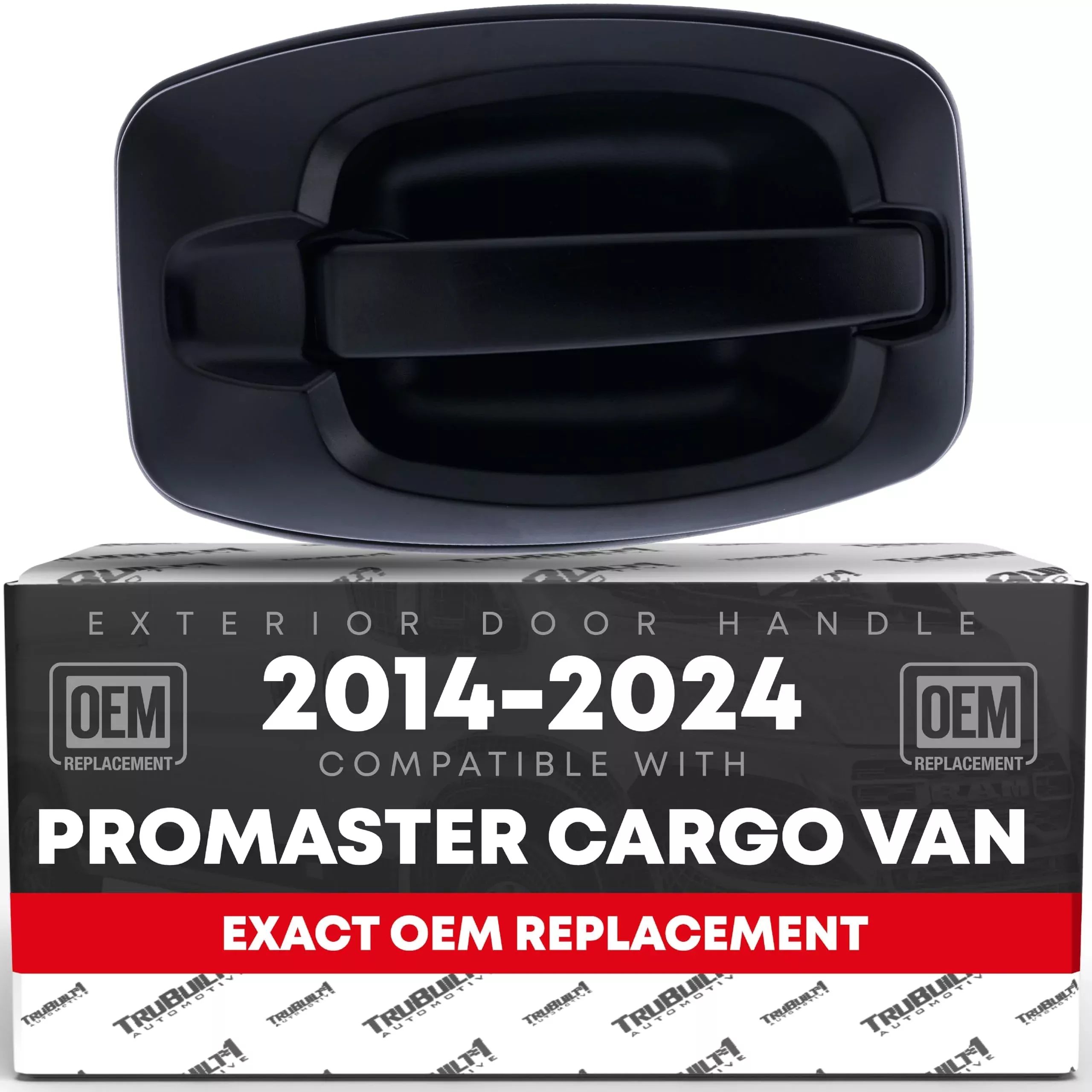 T1A Exterior Front Passenger Door Handle - Compatible with 2014-2021 Dodge RAM Promaster 1500, 14-21 Promaster 2500, 14-21 Promaster 3500 - Textured Black, No Keyhole - OEM 5RJ91JXWAA, 15710 - Front Passenger Handle w/o Keyhole