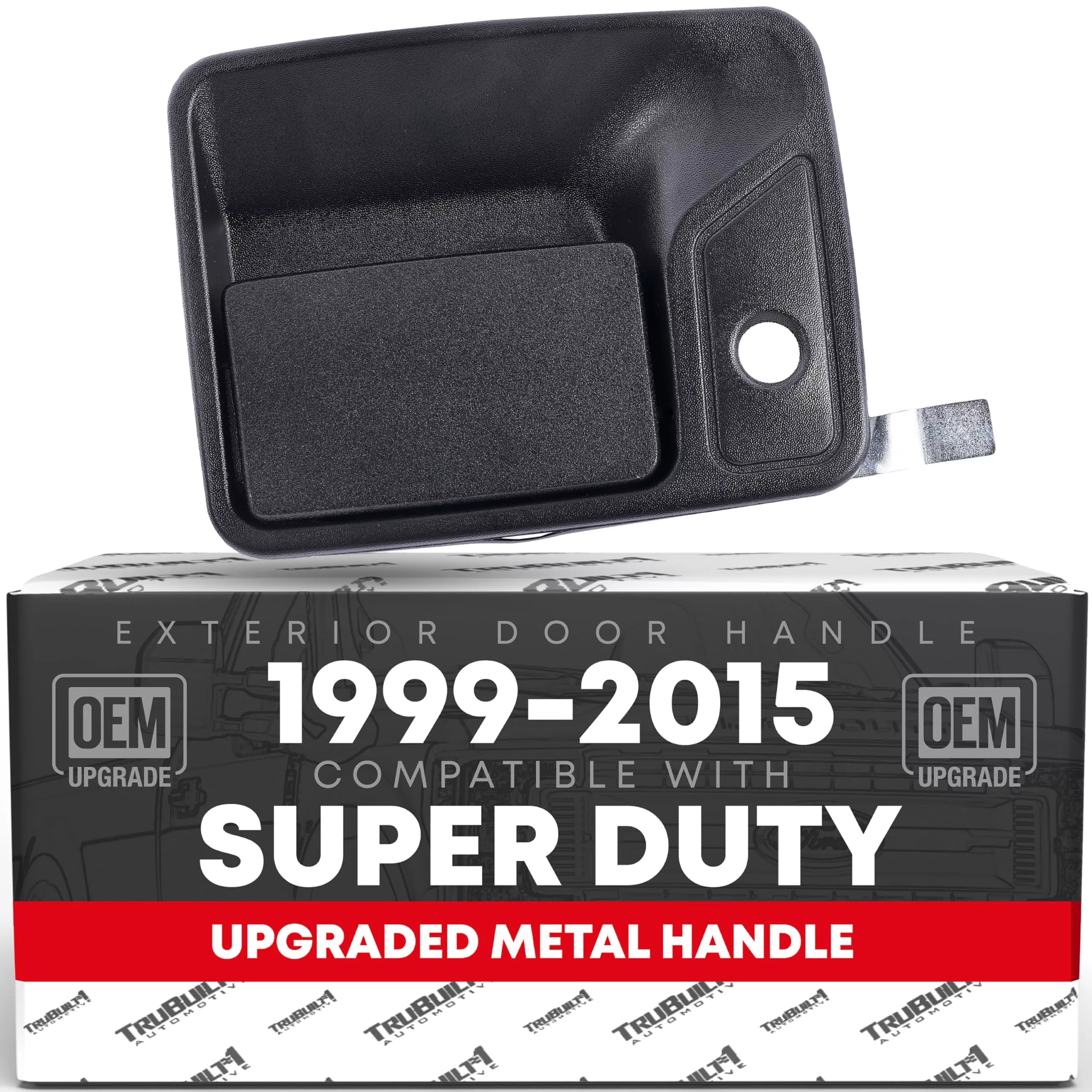 T1A Exterior Front Passenger Door Handle Replacement, Upgraded Metal - Compatible with 1999-2016 Ford F-Super Duty F-250 F-350 F-450 F-550 - Texture Black with Keyhole - OEM 7C3Z-2522404 - Front Passenger Door
