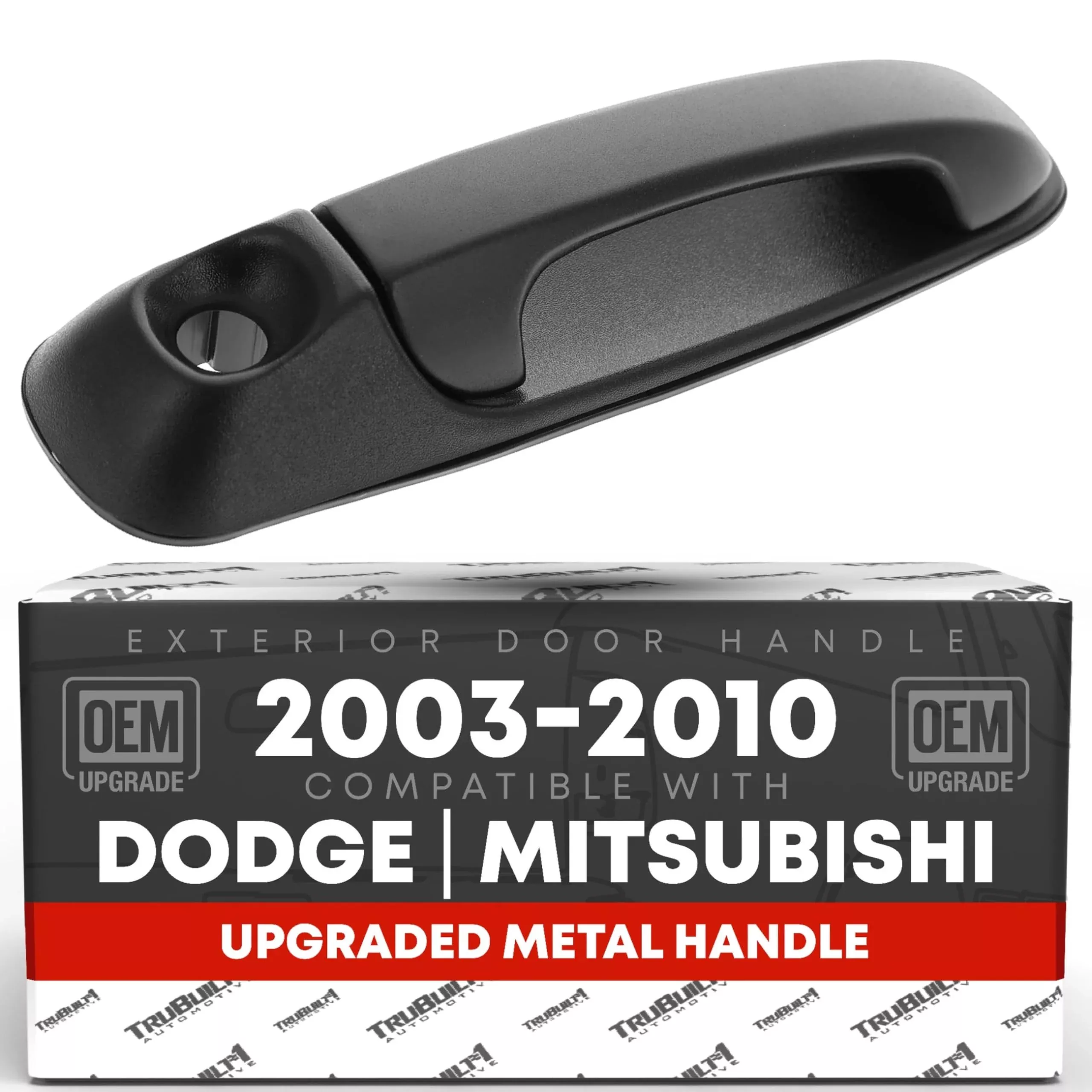 T1A Exterior Front Passenger Door Handle, Upgraded Metal - Compatible with 2002-2010 Dodge Ram 1500 2500 3500 4500 5500 Dakota Durango; Mitsubishi Raider - Textured Black w/Keyhole - OEM 55275949AB - Front Passenger Side Handle
