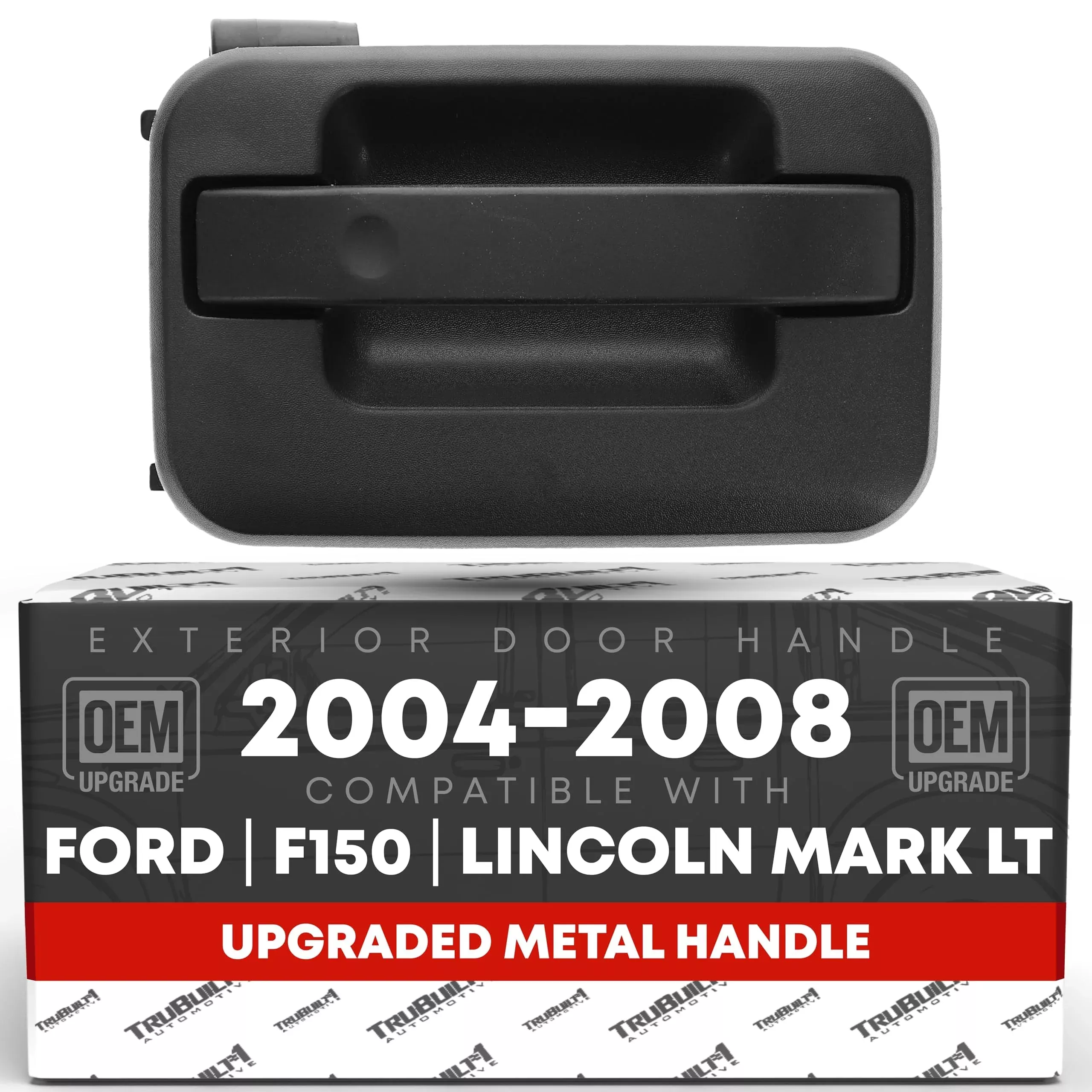 T1A Exterior Front Passenger Door Handle, Upgraded Metal - Compatible with 2004-2008 Ford F-150; 2006-2008 Lincoln Mark LT - Chrome, Black - OEM 9L3Z-1522404-AA-HCHMT, 6L3Z1522404AA, 83321