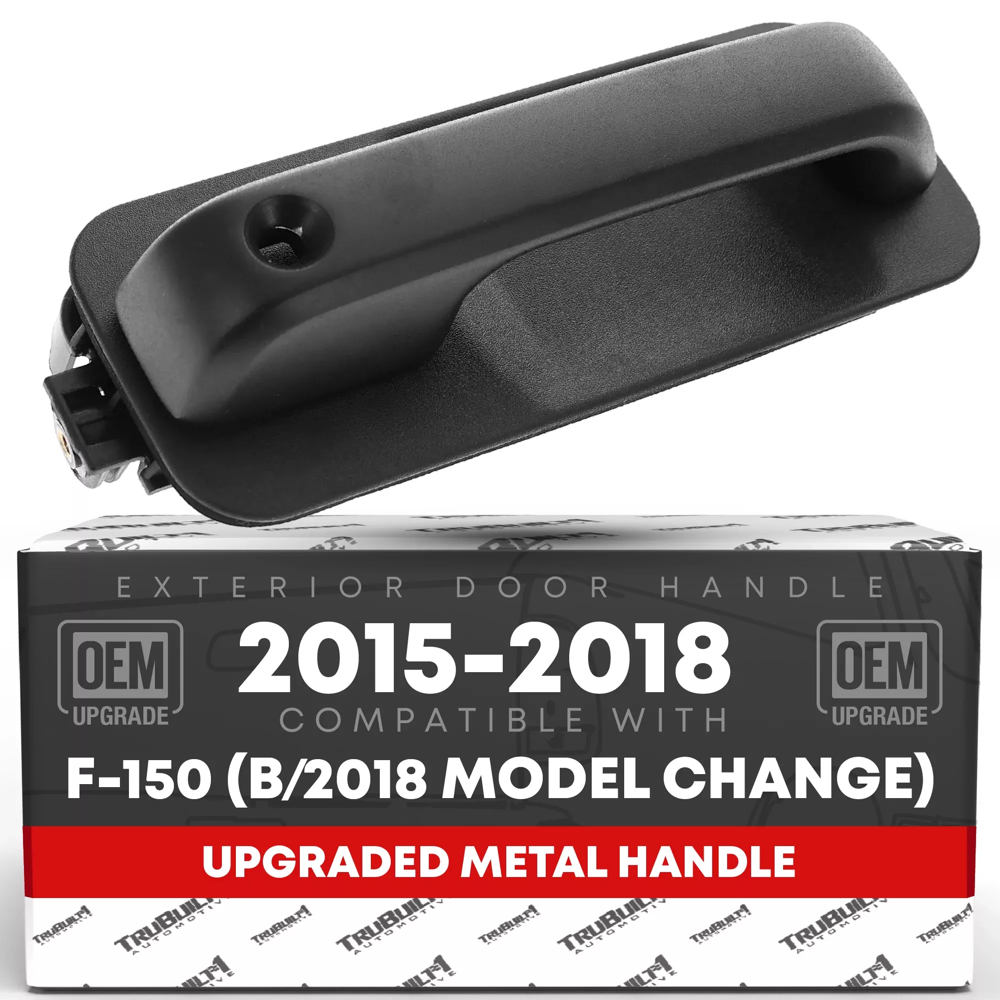 T1A Exterior Front Passenger Door Handle, Upgraded Metal - Compatible with 2015-2018 Ford F-150 (Before Model Change) - All Chrome - OEM FL3Z-1522404-AA-ACHMT, 97932 - Front Passenger Side Handle