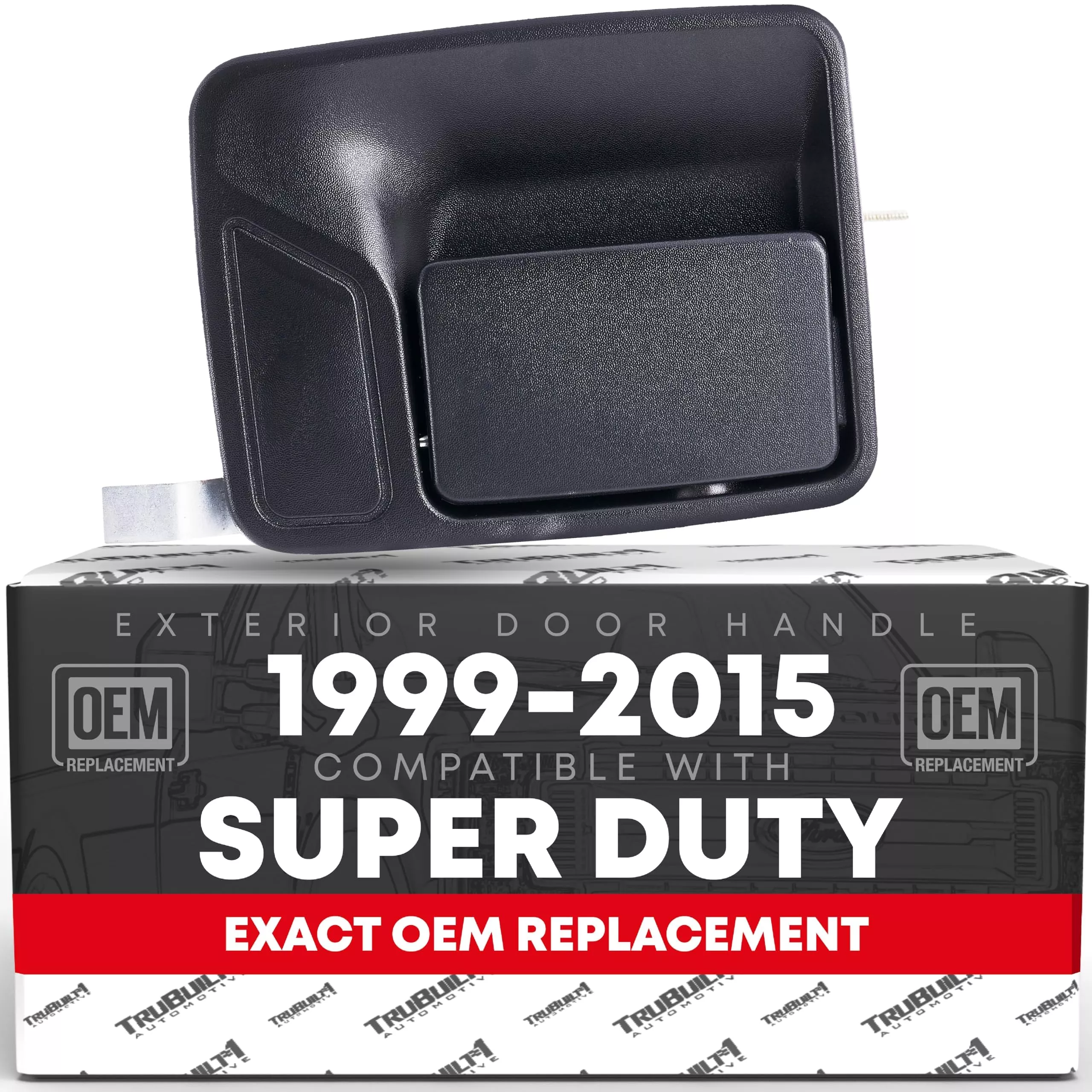 T1A Exterior Rear Driver Door Handle Replacement - Compatible with 1999-2015 Ford Super Duty F250 F350 F450 F550 Crew Cab Configuration - Textured Black, Plastic - OEM F81Z-2626601-AAB - Rear Driver Door