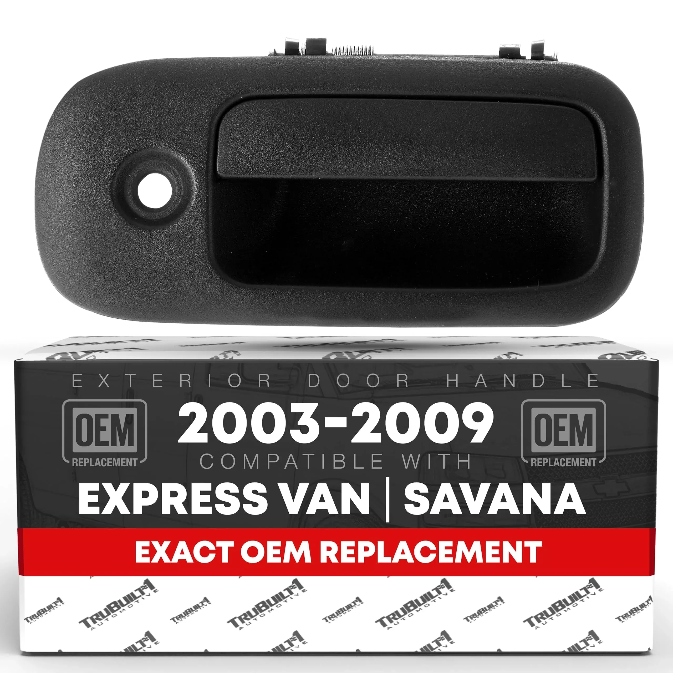 T1A Exterior Rear Passenger Side Hinged Door Handle - Compatible with 2003-2009 Chevrolet Express 1500 2500 3500; 03-09 GMC Savana 1500 2500 3500 - Textured Black - OEM 10359098, 25866285, 80279 - Rear Right Handle