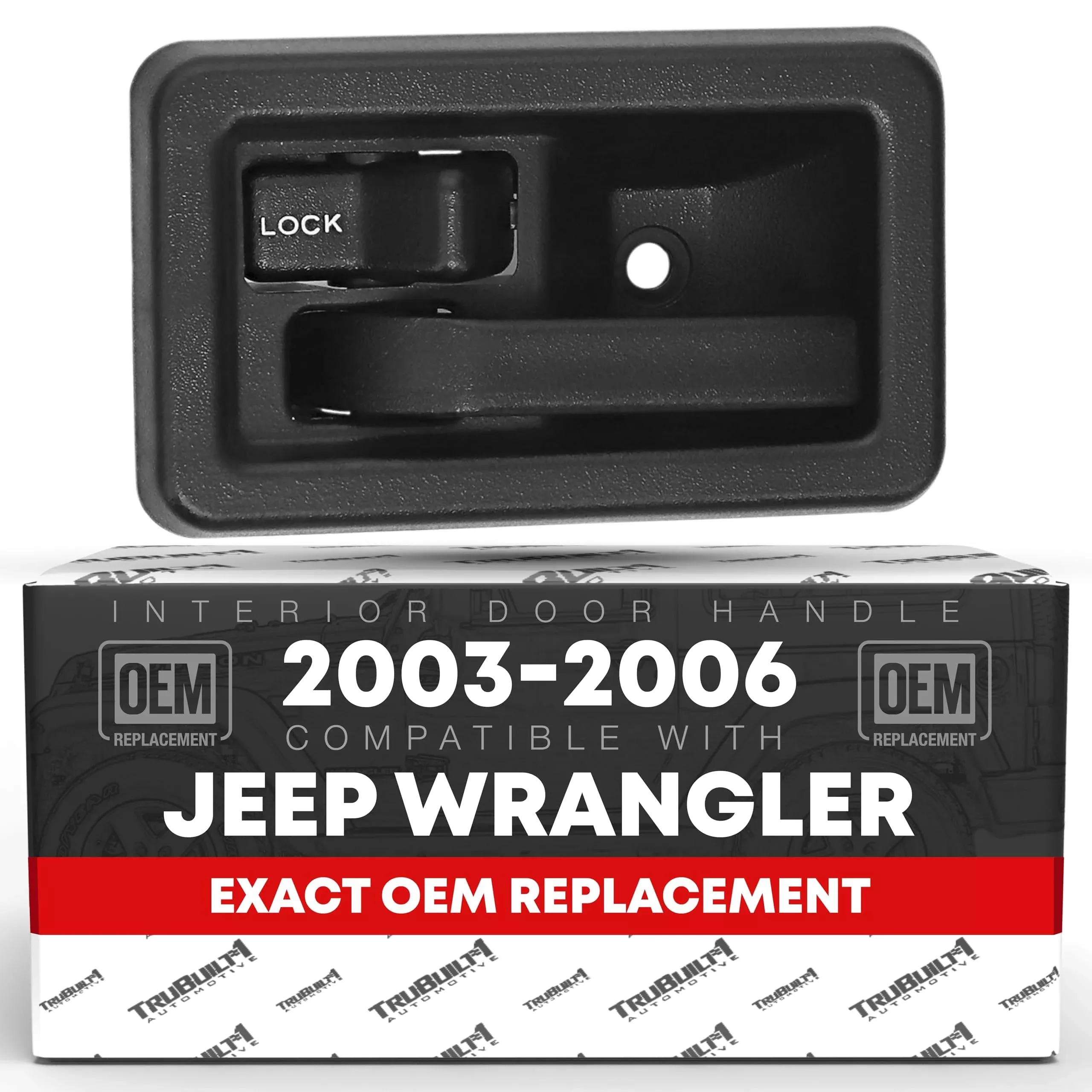 T1A Interior Front Driver Door Handle Replacement - Compatible with 2003-2006 Jeep Wrangler - Textured Black, Plastic - OEM 55176477AC, 15740 - Driver Door Handle