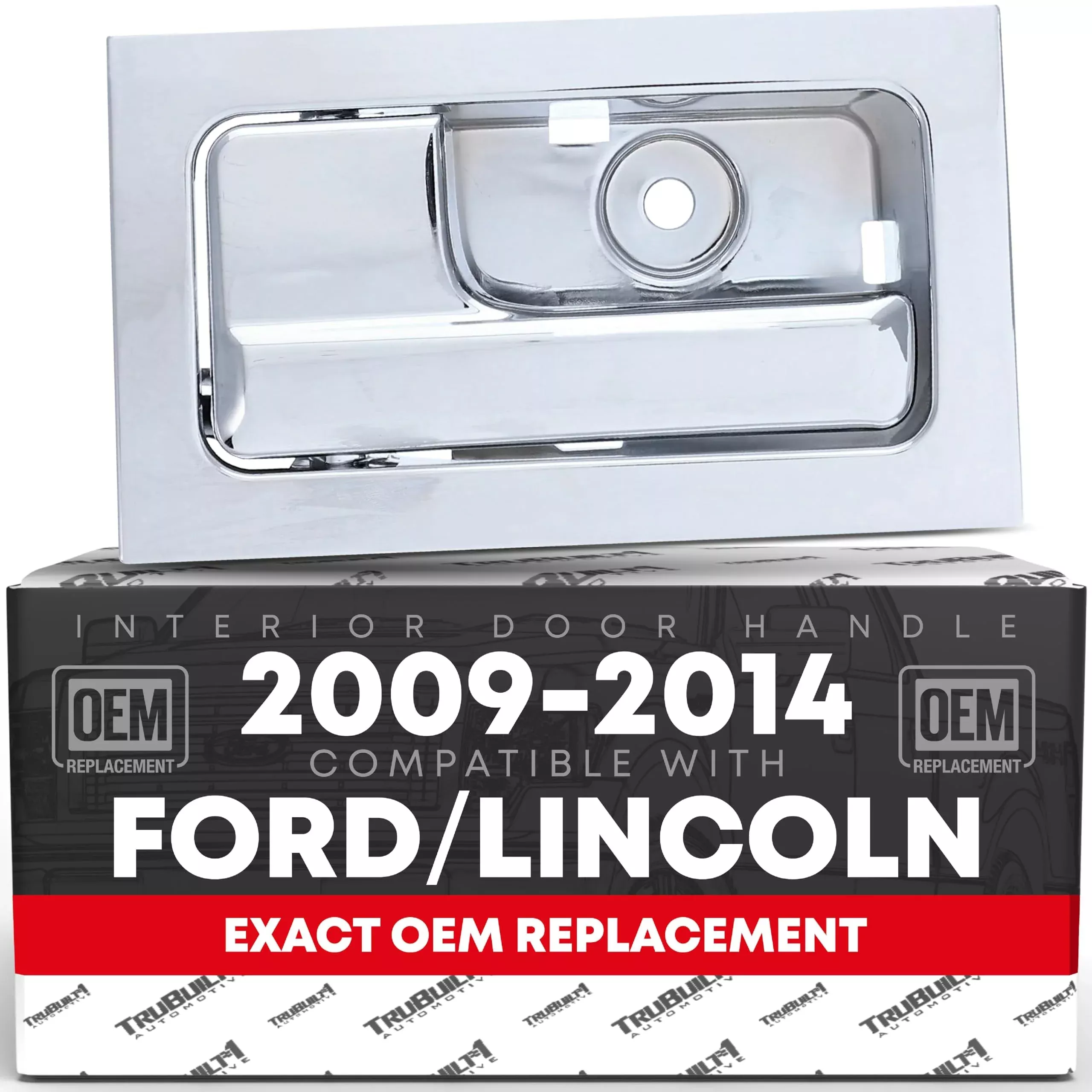 T1A Interior Front Driver and Passenger Door Handle - Compatible with 2009-2014 Ford, Lincoln F150 (incl. Harley-Davidson) (Crew Cab) - All Chrome - OEM CL3Z-1522601-GA, 9L3Z-1522601-CB - Driver Side - ALL-Chrome