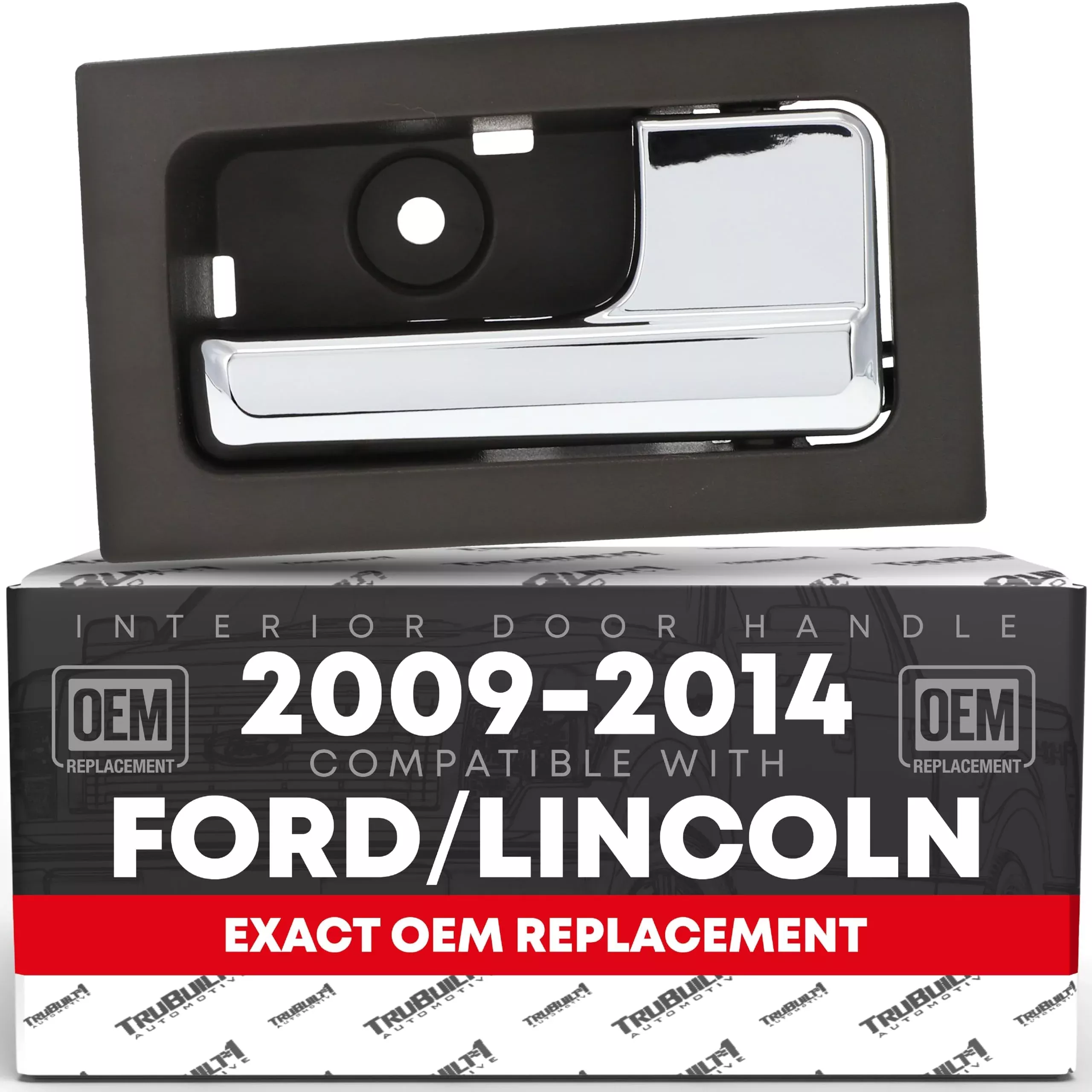 T1A Interior Front or Rear Driver Door Handle - Compatible with 2009-2014 Ford F-150, 09-14 Ford Lobo, 10-14 Lincoln Mark LT - Chrome, Gray - OEM CL3Z-1522601-GA, 9L3Z-1522601-CB, 90826, FO1352152 - Driver Side - Gray/Chrome Handle